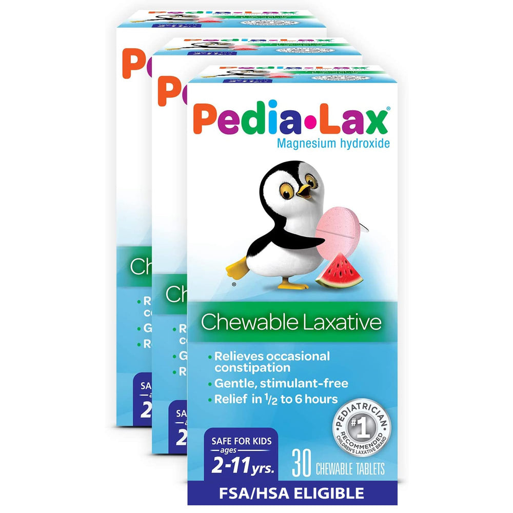 Pedia-Lax watermelon chewables pack front for kid friendly relief