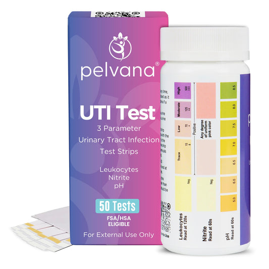 Pelvana UTI test strips 50-count pack front view