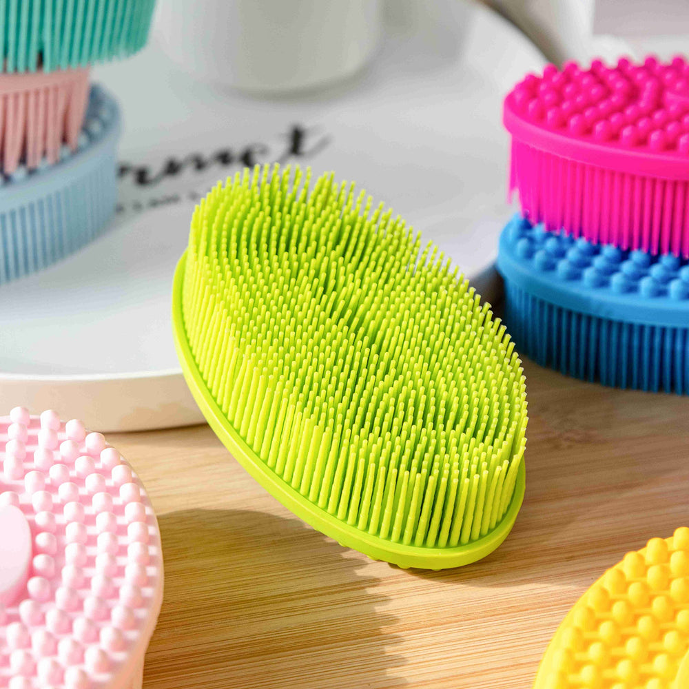 Penepico sensory brush, oval green, gentle exfoliation during bath time