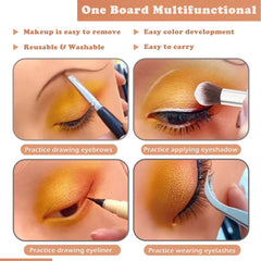 Penugo makeup practice board with brushes compatibility for realistic training.