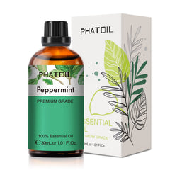 Peppermint essential oil bottle (30ml) with dropper in amber glass