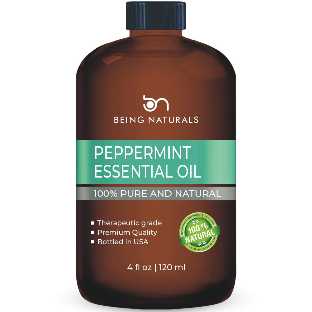 4 oz bottle of peppermint essential oil with glass dropper
