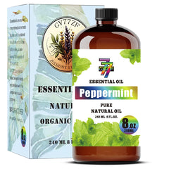 Peppermint Essential Oil in an 8 oz / 240 ml amber bottle