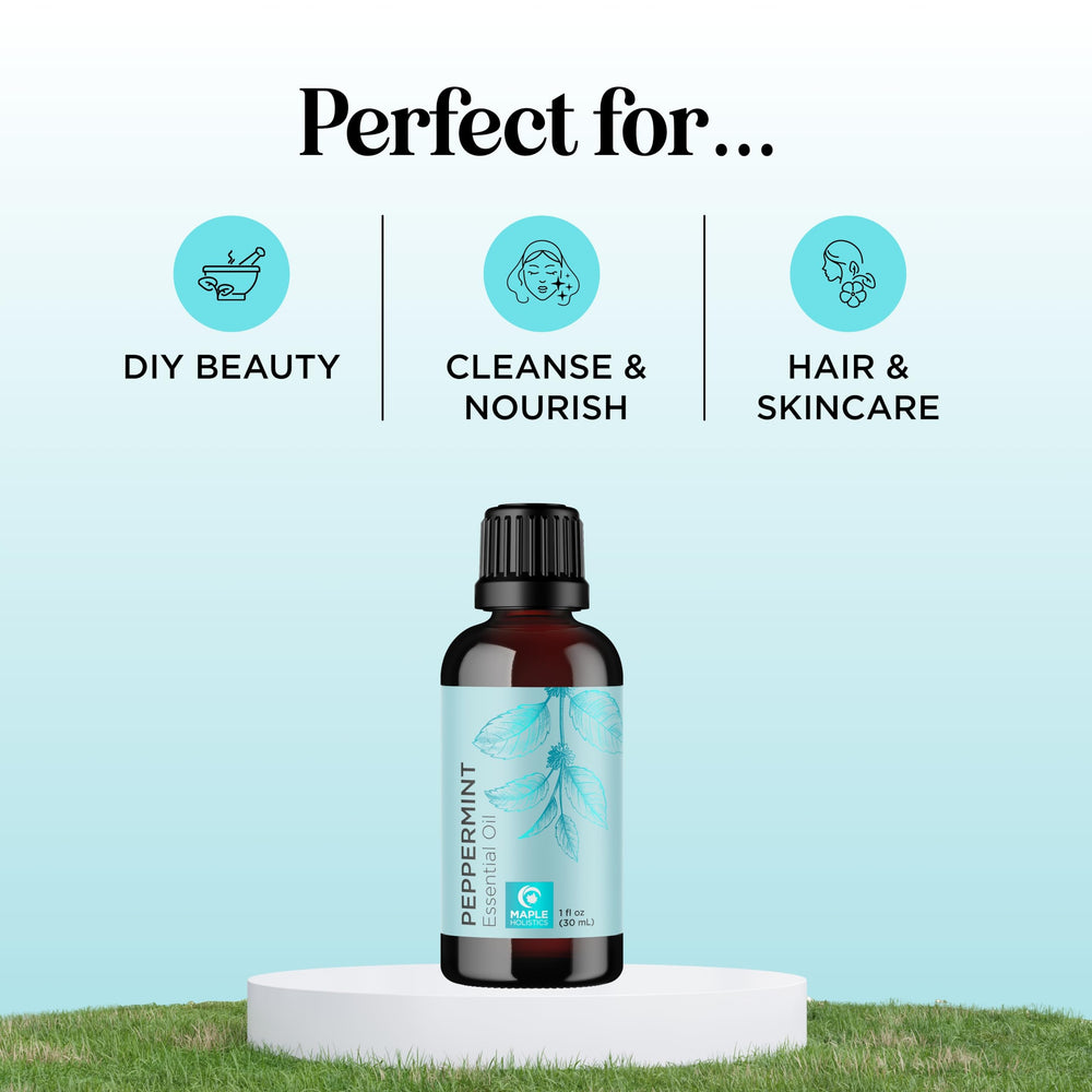 Peppermint essential oil being used in a diffuser