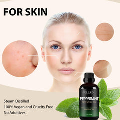 Diffuser use of peppermint essential oil for aromatherapy