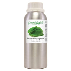 Peppermint essential oil bottle close-up