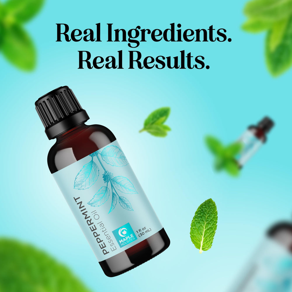Packaging of peppermint essential oil bottle