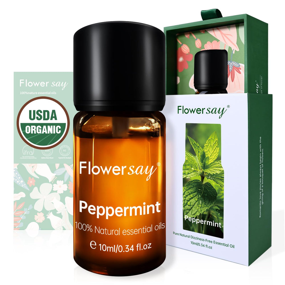 100% Pure Peppermint Essential Oil in USDA Organic bottle (0.34 fl oz)