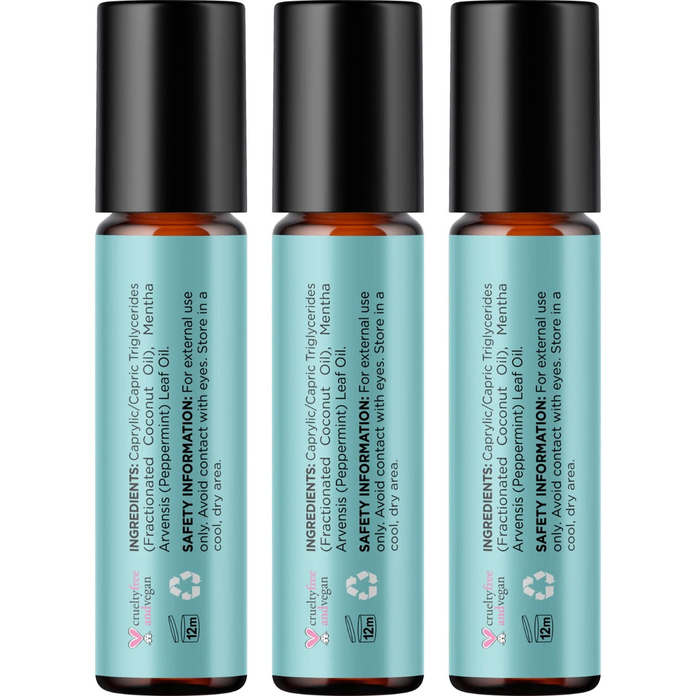 3-pack display of peppermint oil roll-ons