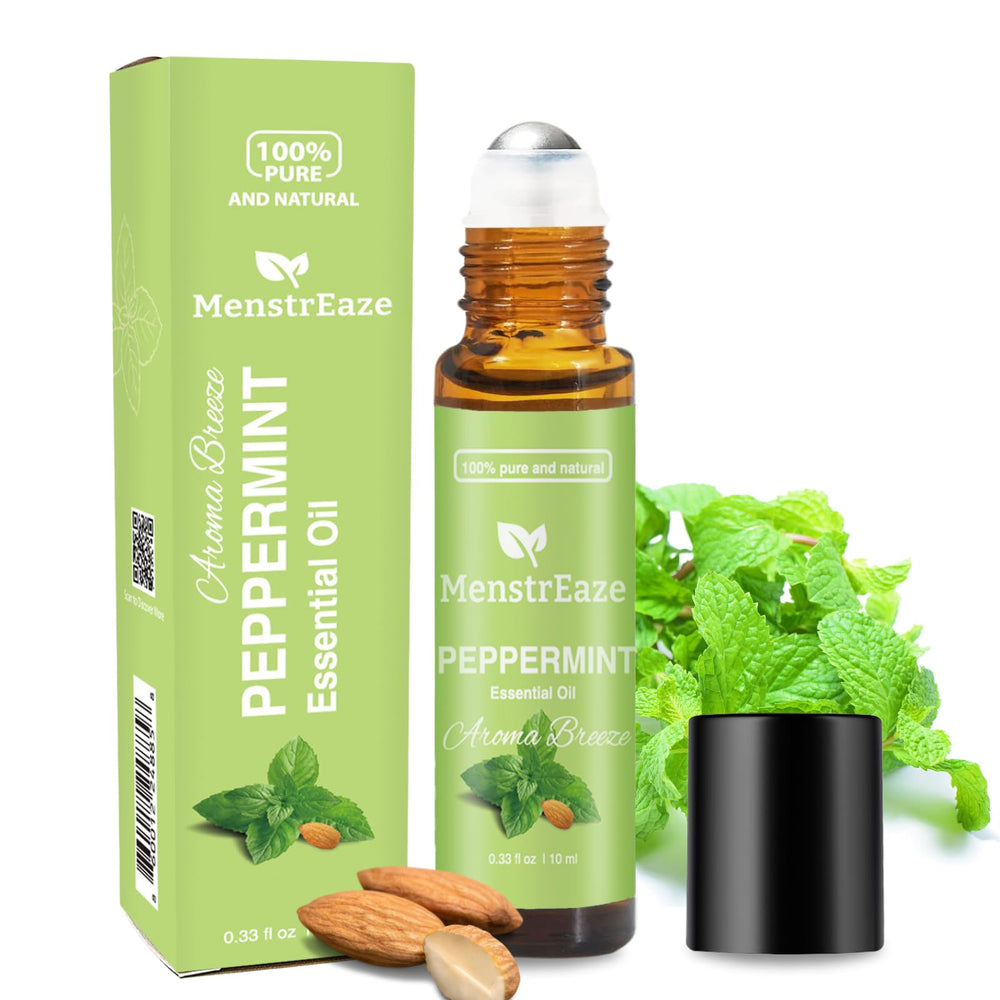 Natural ingredients label concept for pure peppermint oil roll-on