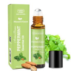 Natural ingredients label concept for pure peppermint oil roll-on