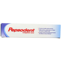 Pepsodent Complete Care toothpaste original flavor 5.5 oz label close-up