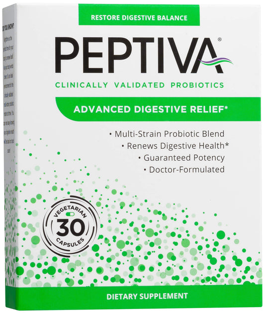 Peptiva Advanced probiotic bottle with 50B CFU label