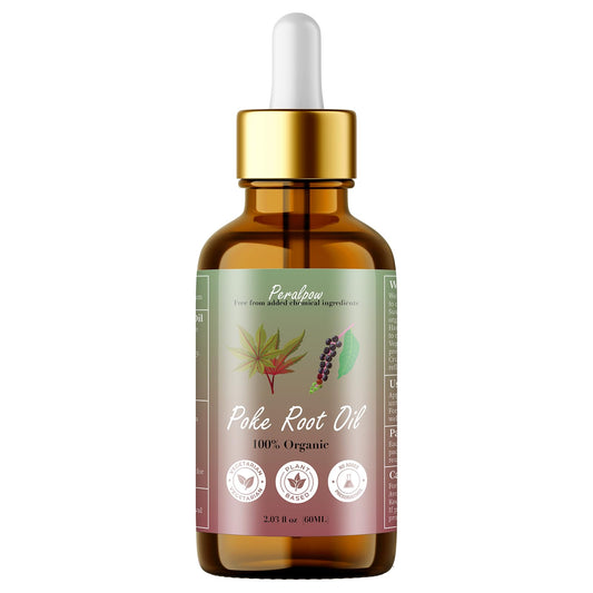 Peralpow Poke Root Oil bottle on white background
