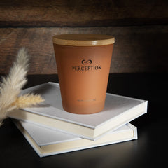 Perception Aromas compostable bamboo lid highlighting eco-friendly design