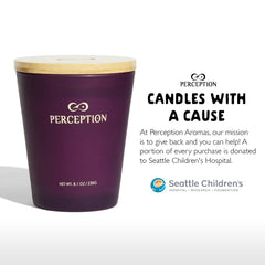 Perception Aromas Lavender Vanilla candle in gift box, ready for gifting.