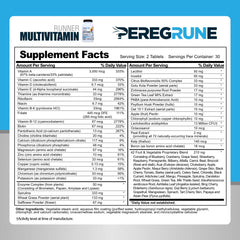 PEREGRUNE Runner Multivitamin label close-up with B-complex highlight