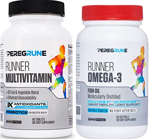 PEREGRUNE Runner Multivitamin & Omega-3 bundle bottle duo on white background