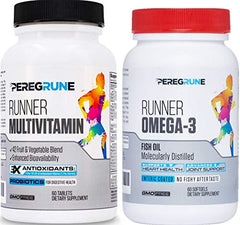 PEREGRUNE Runner Multivitamin & Omega-3 bundle bottle duo on white background