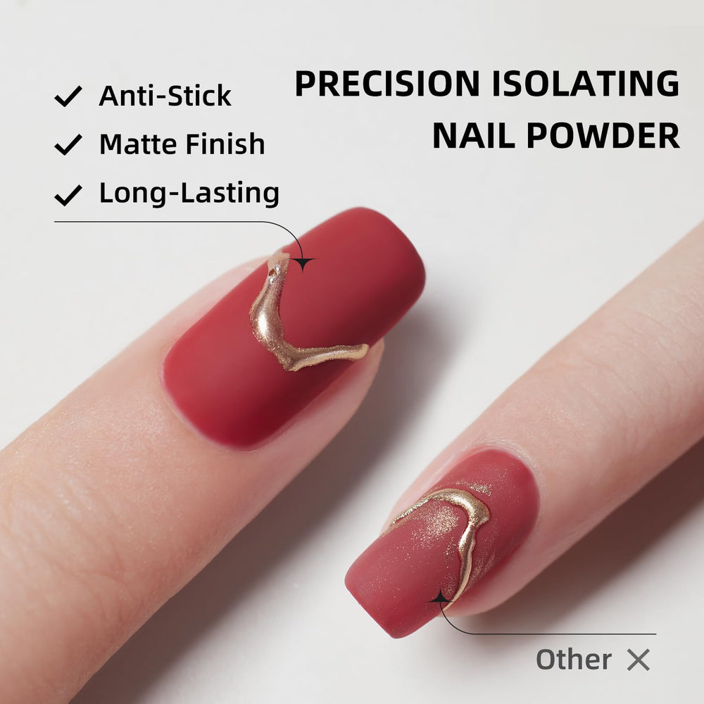 PERFECT COLOR chrome powder being applied on matte nail surface for metallic design