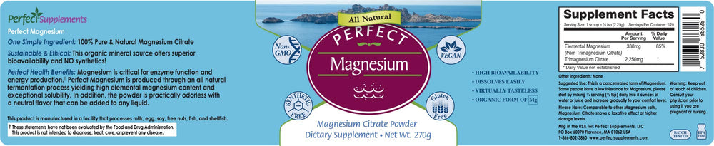 Close-up of magnesium citrate powder being scooped