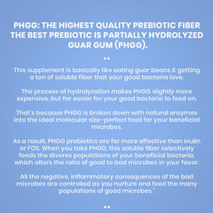 Nutrition label for PERFECT PASS Prebiotic PHGG Powder 210g