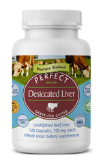 Beef liver capsules bottle on white background