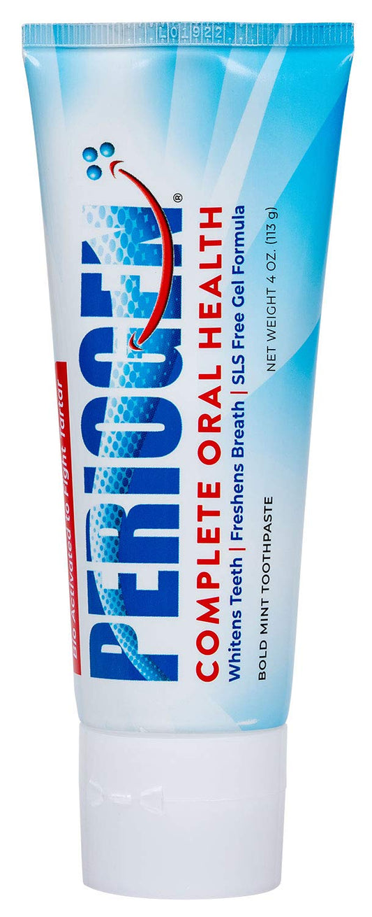 Periogen Tartar Control Toothpaste packaging on display