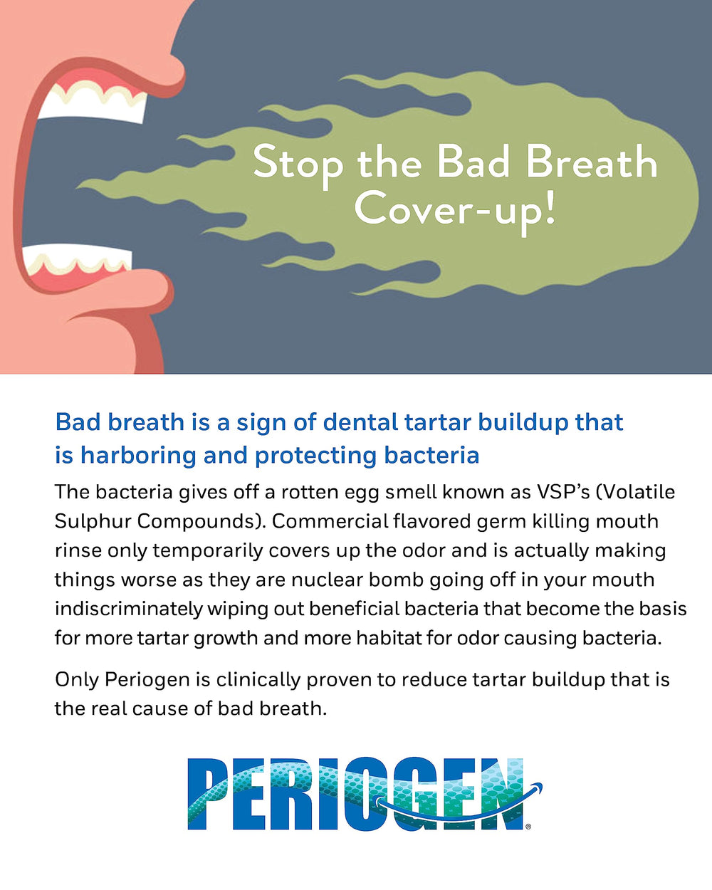 Illustration showing tartar reduction and cleaner teeth