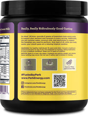 Lemon Tart flavored Perk BCAAs powder scoop with packaging