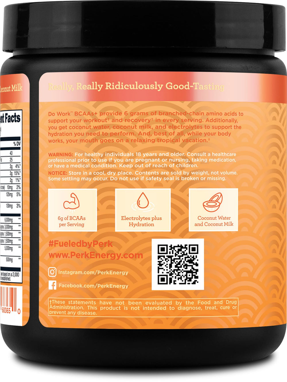 Peach buttercream flavored BCAAs powder in a scoop