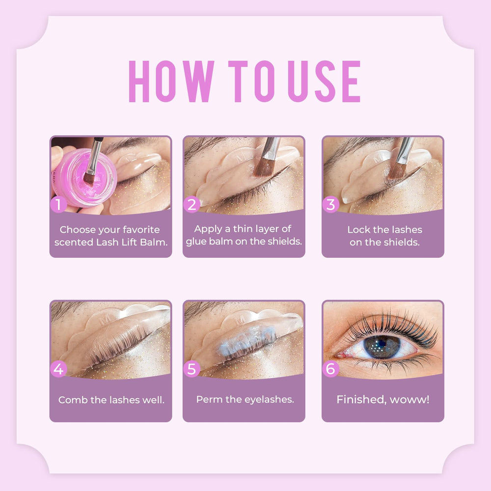 PERMANIA Lash Lift Glue Balm Lavender brow perm use demonstrates versatile shaping capability.