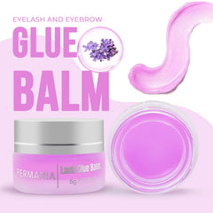 PERMANIA Lash Lift Glue Balm Lavender texture swirl highlights easy control and comfortable hold.