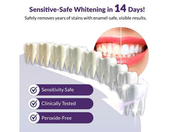 Bright whiter smile after using peroxide-free teeth whitening strips