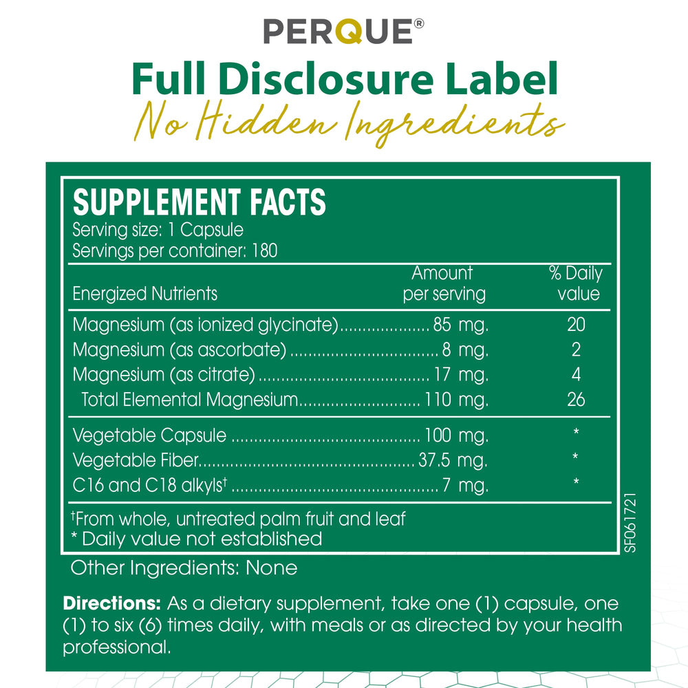 PERQUE Mg Plus Guard serving suggestion with meals to support absorption.