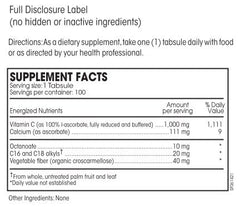 Close-up of Perque Potent C Guard 1000 mg bottle label