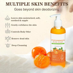 Persimmon Body Wash foam shows rich lather for gentle cleansing and skin care.