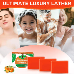 Closeup of persimmon extract and olive oil highlights nourishing ingredients