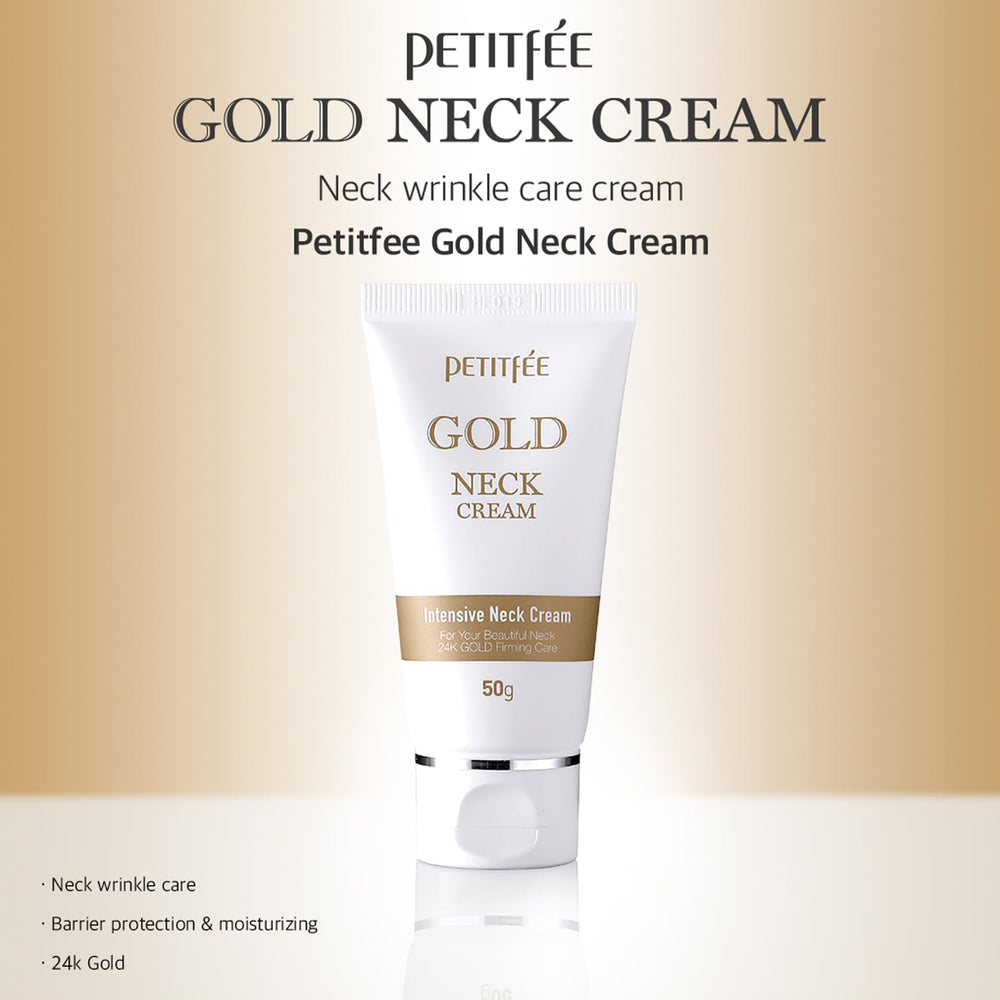 Close-up of 24K gold formula in neck cream