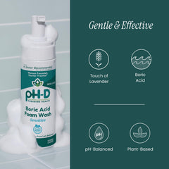 pH-D boric foam wash foamy texture ready for daily use.