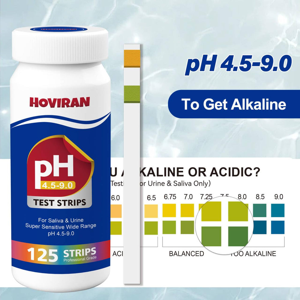 Close-up of pH test strips for saliva and urine