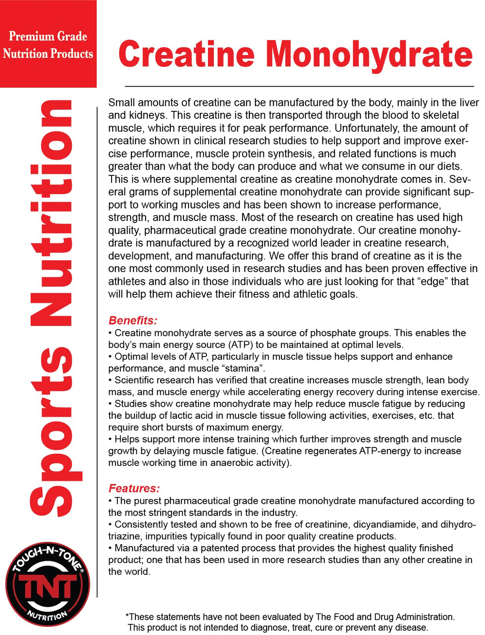 Pharmaceutical-grade creatine monohydrate packaging