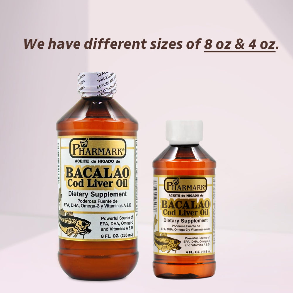 Two-pack packaging for Pharmark Cod Liver Oil 8 oz bottles