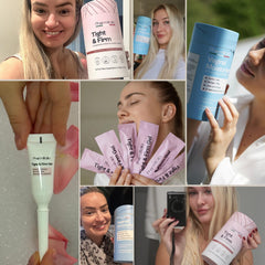 Pharmlitalia Vag Tightening Gel texture close-up highlights silky gel consistency.