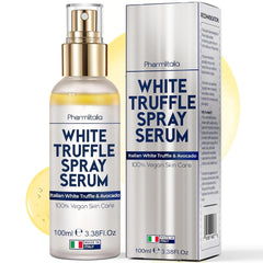 Pharmlitalia white truffle spray serum bottle offering luxurious hydration for radiant skin.