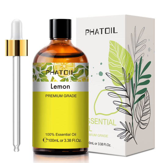 PHATOIL Lemon Essential Oil 100ml amber bottle with built-in dropper