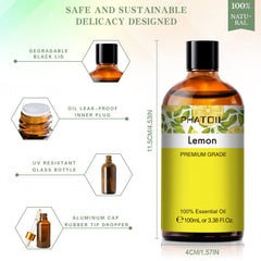 PHATOIL Lemon Essential Oil 100ml amber bottle close-up with dropper