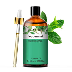 PHATOIL Peppermint Essential Oil in a 100ml amber bottle with built-in dropper