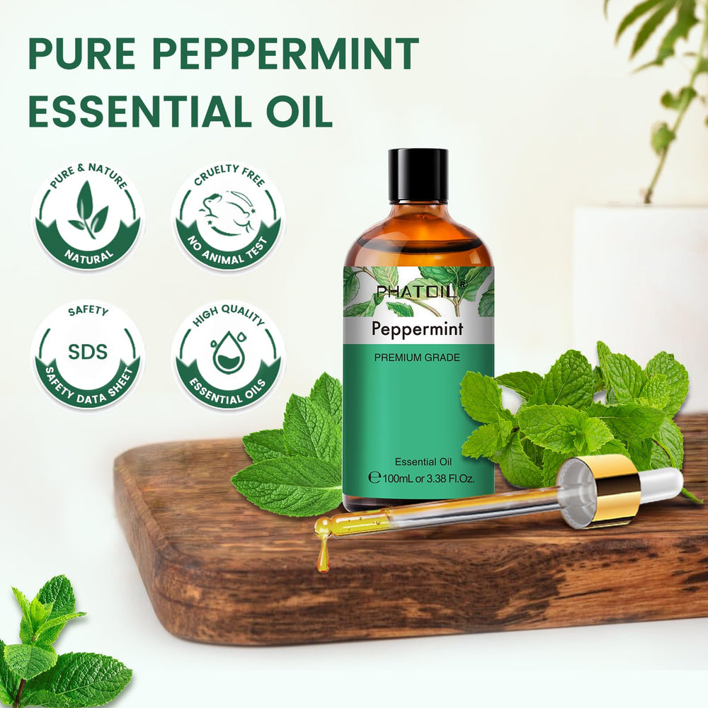 PHATOIL Peppermint Essential Oil packaging and ingredients