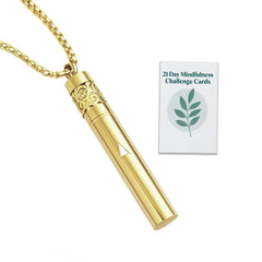 Gold Mindfulness Breathing Necklace close-up showing 3-in-1 design